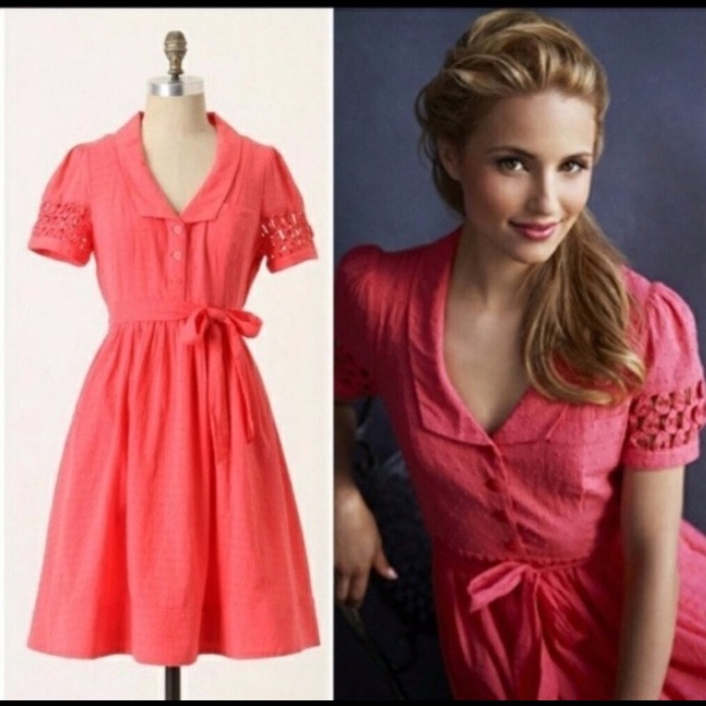Anthropologie Maeve pink retro dress NWT size 8
